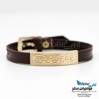 دستبند طلا و چرم - طرح ورساچه-SB0926